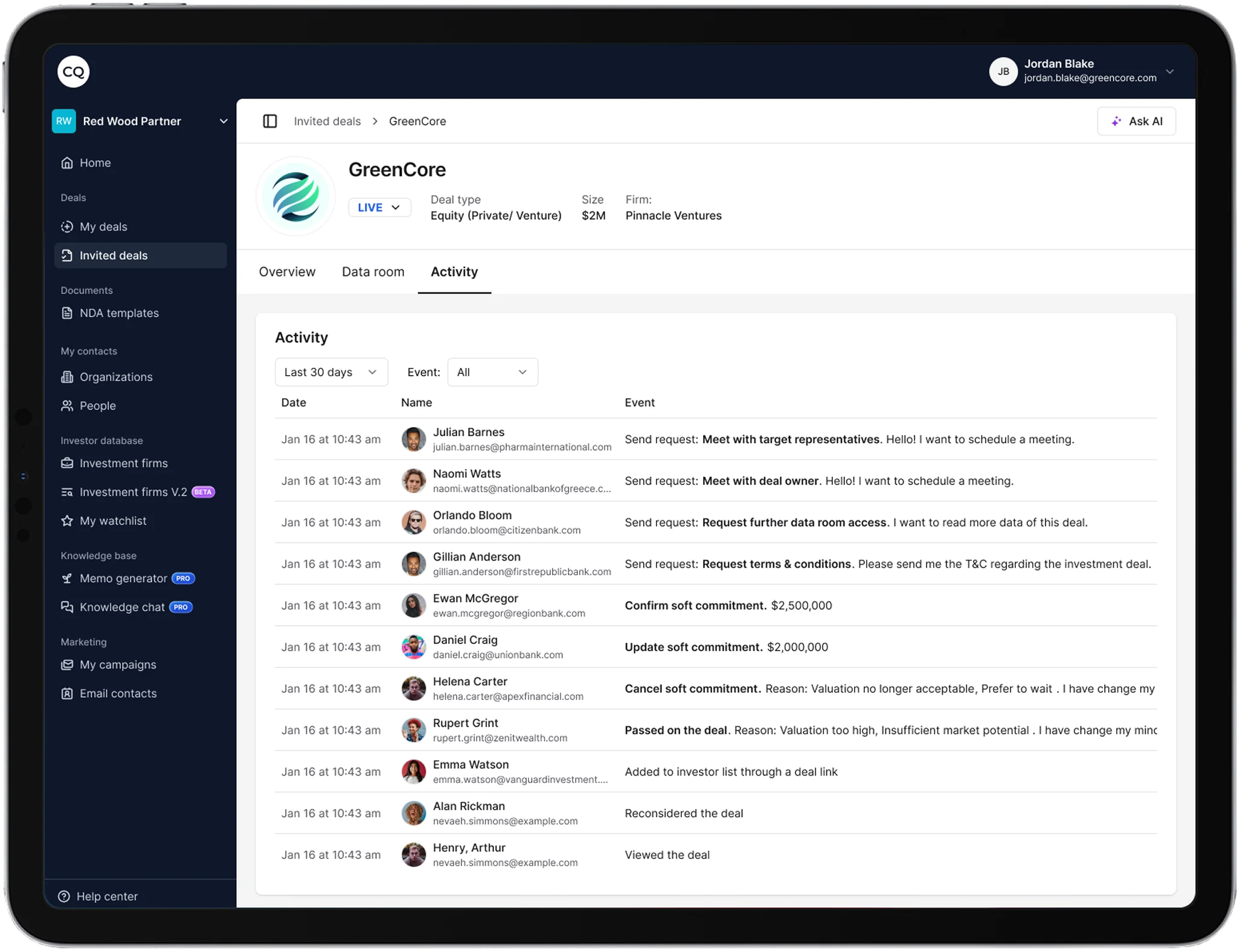 CQ app investor activity